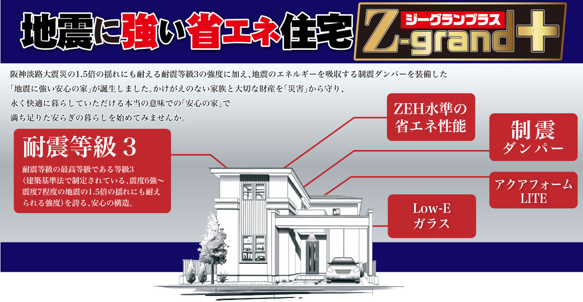 地震に強い安心の家ジーグランで、大切な家族や不動産を守る。